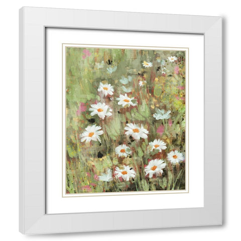 Daisy Field I White Modern Wood Framed Art Print with Double Matting by Blue, Nina
