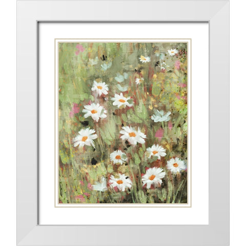 Daisy Field I White Modern Wood Framed Art Print with Double Matting by Blue, Nina