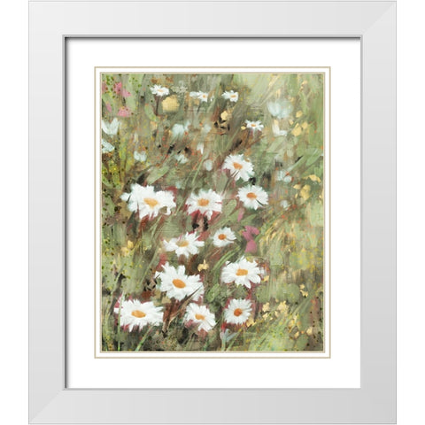 Daisy Field II White Modern Wood Framed Art Print with Double Matting by Blue, Nina