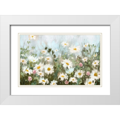 Field of Daisies White Modern Wood Framed Art Print with Double Matting by Blue, Nina