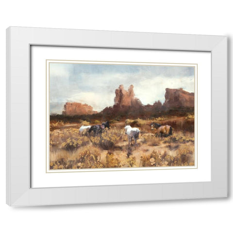 Desert Horses White Modern Wood Framed Art Print with Double Matting by Blue, Nina