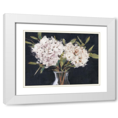Simple Hydrangeas White Modern Wood Framed Art Print with Double Matting by Blue, Nina