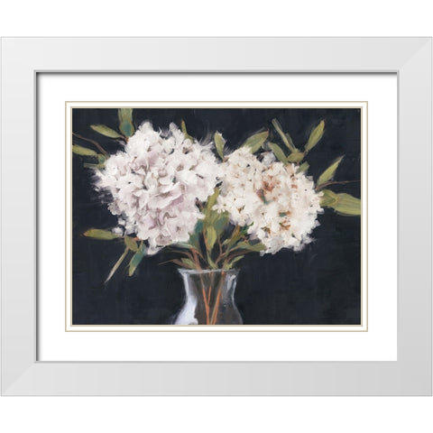 Simple Hydrangeas White Modern Wood Framed Art Print with Double Matting by Blue, Nina