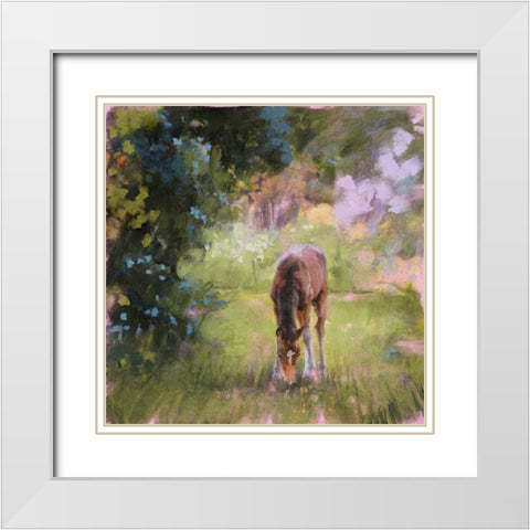 Spring Time Foal II White Modern Wood Framed Art Print with Double Matting by Blue, Nina