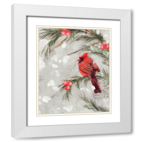Cardinal III White Modern Wood Framed Art Print with Double Matting by Blue, Nina