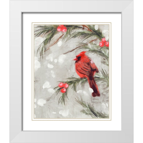 Cardinal III White Modern Wood Framed Art Print with Double Matting by Blue, Nina
