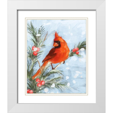 Cardinal IV White Modern Wood Framed Art Print with Double Matting by Blue, Nina