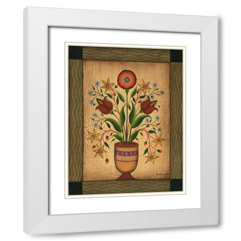 Floral White Modern Wood Framed Art Print with Double Matting by Lewis, Kim