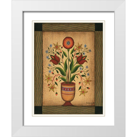 Floral White Modern Wood Framed Art Print with Double Matting by Lewis, Kim