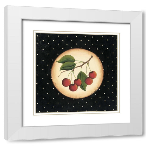 Five Cherries White Modern Wood Framed Art Print with Double Matting by Lewis, Kim