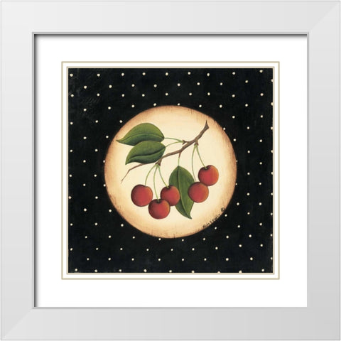 Five Cherries White Modern Wood Framed Art Print with Double Matting by Lewis, Kim