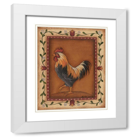 Black Rooster White Modern Wood Framed Art Print with Double Matting by Lewis, Kim