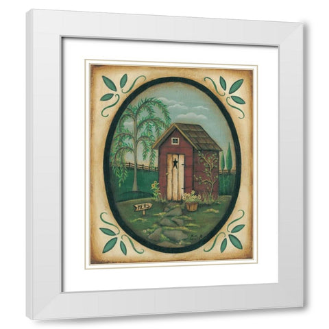 Her Outhouse White Modern Wood Framed Art Print with Double Matting by Lewis, Kim