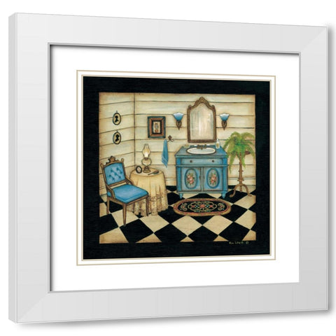 Blue Sink White Modern Wood Framed Art Print with Double Matting by Lewis, Kim