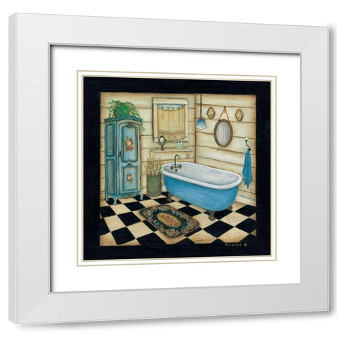 Blue Tub White Modern Wood Framed Art Print with Double Matting by Lewis, Kim