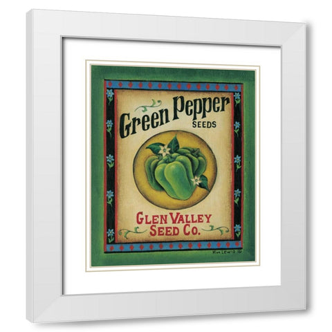 Green Pepper Seeds White Modern Wood Framed Art Print with Double Matting by Lewis, Kim
