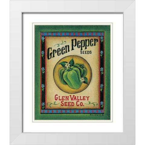 Green Pepper Seeds White Modern Wood Framed Art Print with Double Matting by Lewis, Kim