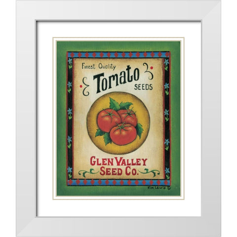 Tomato Seeds White Modern Wood Framed Art Print with Double Matting by Lewis, Kim