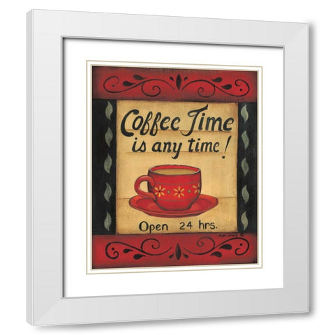 Coffee Time is Any Time White Modern Wood Framed Art Print with Double Matting by Lewis, Kim