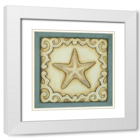 Cottage Starfish White Modern Wood Framed Art Print with Double Matting by Lewis, Kim