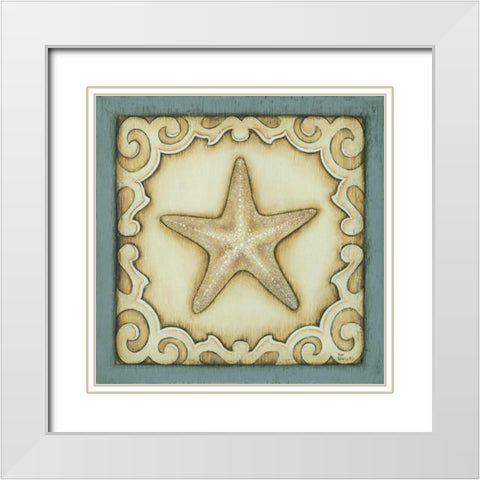 Cottage Starfish White Modern Wood Framed Art Print with Double Matting by Lewis, Kim