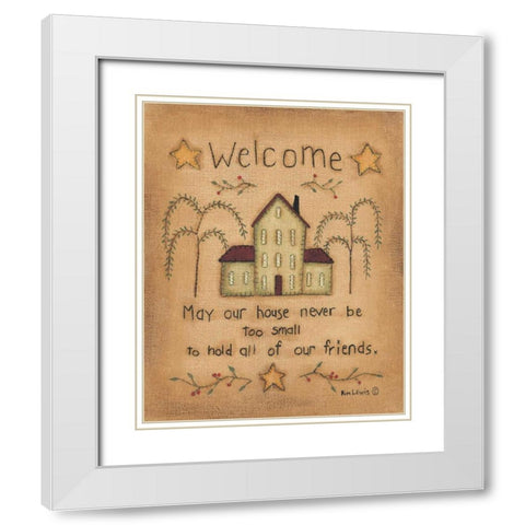 Welcome White Modern Wood Framed Art Print with Double Matting by Lewis, Kim