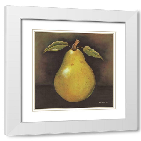 Green Pear White Modern Wood Framed Art Print with Double Matting by Lewis, Kim