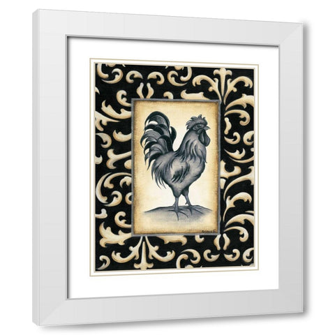 Rooster I White Modern Wood Framed Art Print with Double Matting by Lewis, Kim