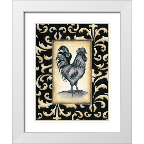 Rooster I White Modern Wood Framed Art Print with Double Matting by Lewis, Kim