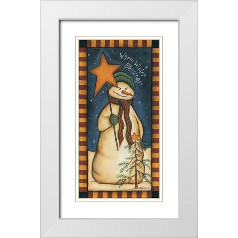 Warm Winter Blessings White Modern Wood Framed Art Print with Double Matting by Lewis, Kim