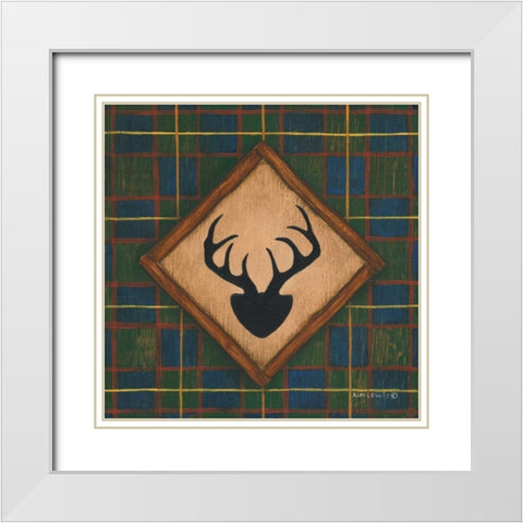 Antlers White Modern Wood Framed Art Print with Double Matting by Lewis, Kim