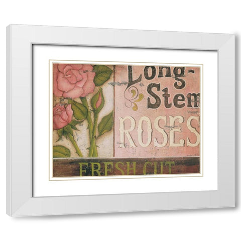Long Stem Roses White Modern Wood Framed Art Print with Double Matting by Lewis, Kim