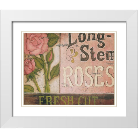 Long Stem Roses White Modern Wood Framed Art Print with Double Matting by Lewis, Kim