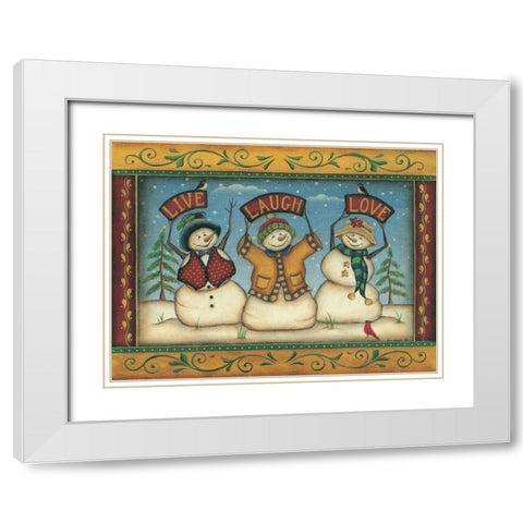 Live-Laugh-Love White Modern Wood Framed Art Print with Double Matting by Lewis, Kim