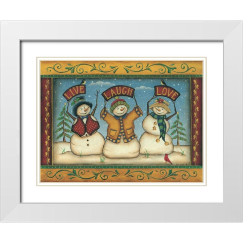 Live-Laugh-Love White Modern Wood Framed Art Print with Double Matting by Lewis, Kim