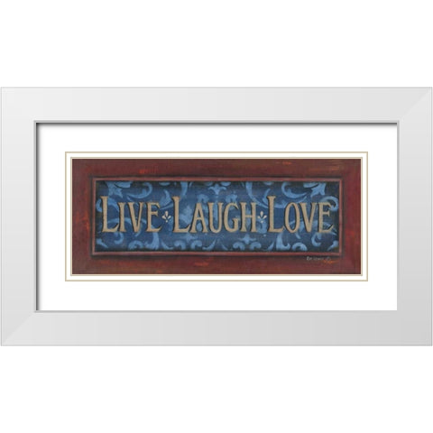 Live Laugh Love White Modern Wood Framed Art Print with Double Matting by Lewis, Kim