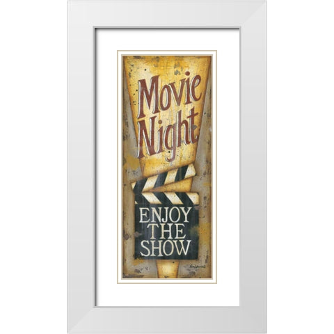 Movie Night White Modern Wood Framed Art Print with Double Matting by Lewis, Kim