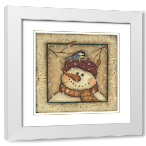 Snowman II White Modern Wood Framed Art Print with Double Matting by Lewis, Kim