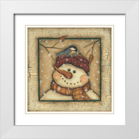 Snowman II White Modern Wood Framed Art Print with Double Matting by Lewis, Kim