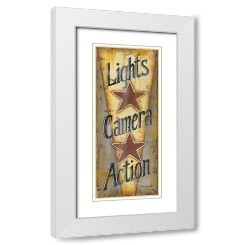 Lights-Camera-Action White Modern Wood Framed Art Print with Double Matting by Lewis, Kim