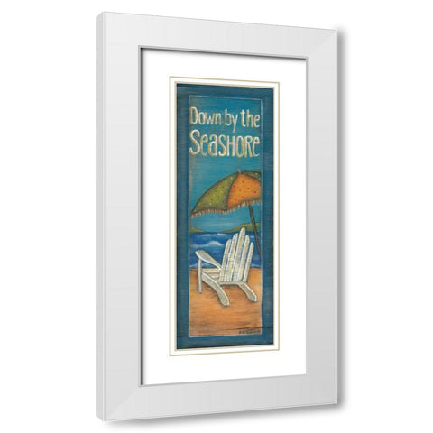 Down by the Seashore White Modern Wood Framed Art Print with Double Matting by Lewis, Kim