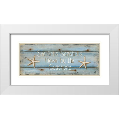 She Sells Seashells White Modern Wood Framed Art Print with Double Matting by Lewis, Kim