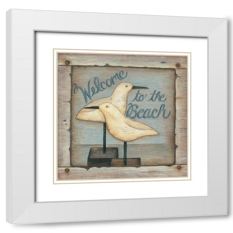 Welcome to the Beach White Modern Wood Framed Art Print with Double Matting by Lewis, Kim