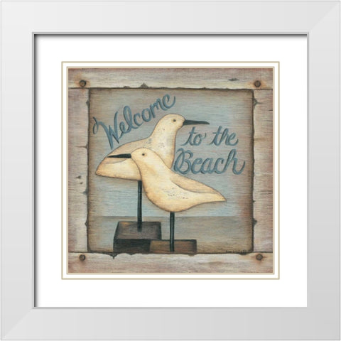 Welcome to the Beach White Modern Wood Framed Art Print with Double Matting by Lewis, Kim