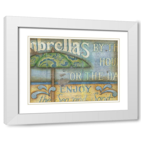 Umbrella White Modern Wood Framed Art Print with Double Matting by Lewis, Kim
