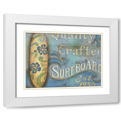 Surfboard White Modern Wood Framed Art Print with Double Matting by Lewis, Kim