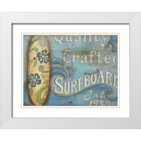 Surfboard White Modern Wood Framed Art Print with Double Matting by Lewis, Kim