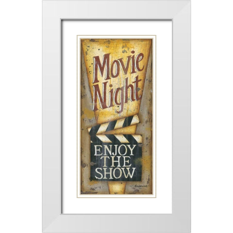 Movie Night White Modern Wood Framed Art Print with Double Matting by Lewis, Kim