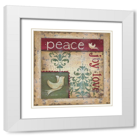 Peace-Joy-Love White Modern Wood Framed Art Print with Double Matting by Lewis, Kim
