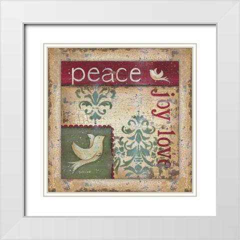 Peace-Joy-Love White Modern Wood Framed Art Print with Double Matting by Lewis, Kim